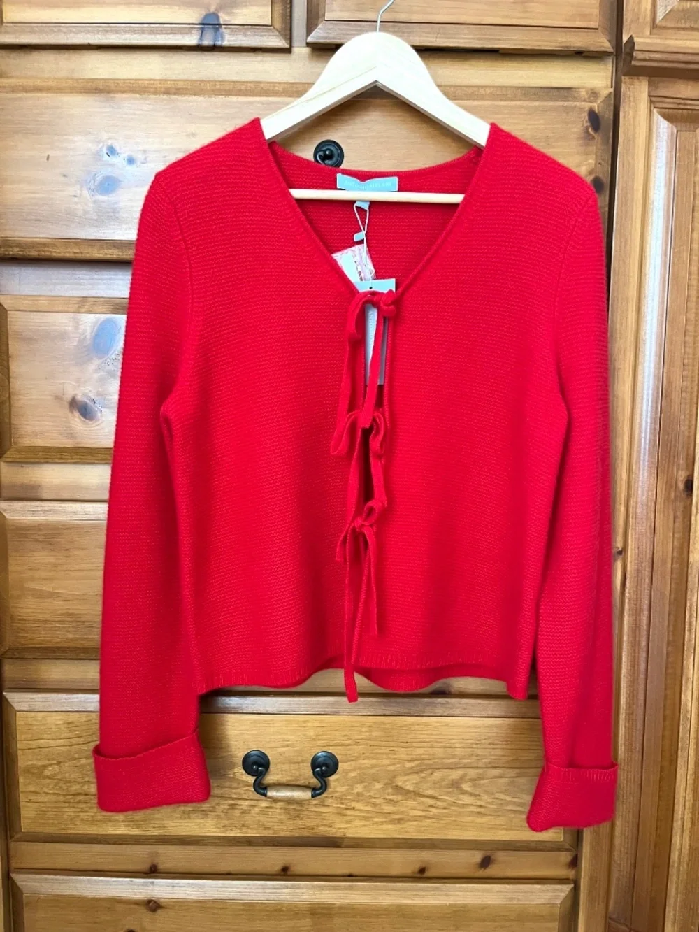 NWT Antonio Melani $199 Cardigan Sweater Red 100% Cashmere Women's M
